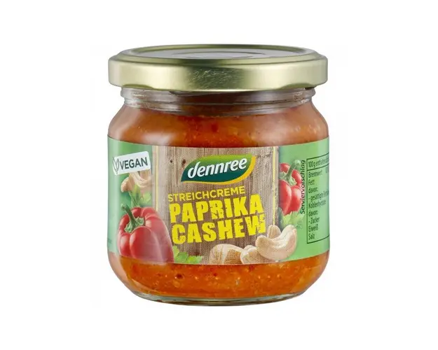Pate vegetal cu ardei si caju, eco-bio, 180g - Dennree