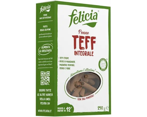 Penne din faina integrala de Teff Fara Gluten 250g Felicia