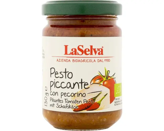 Pesto picant cu rosii si Pecorino, eco-bio, 130 g, LaSelva