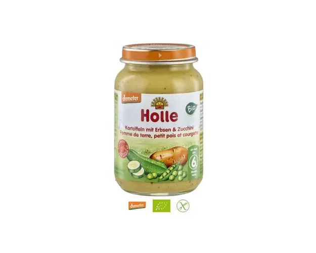 Piure din mazare si dovlecei pentru copii, fara gluten, +6 luni,