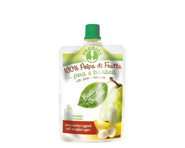 Piure de fructe fara zahar cu pere si banane, eco-bio, 100g - PROBIOS