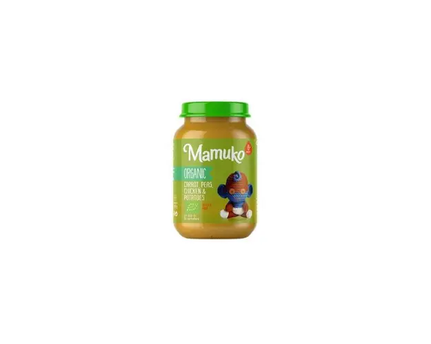 Piure de morcovi, mazare, cartofi cu pui, eco-bio, 190g, Mamuko