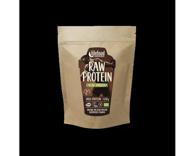 Pudra proteica Cacao Spirulina Superfood raw eco-bio 450g - Lifefood