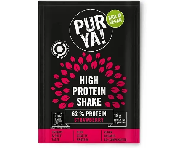 Pulbere bio pentru shake proteic cu capsuni, 62% proteina Eco-Bio