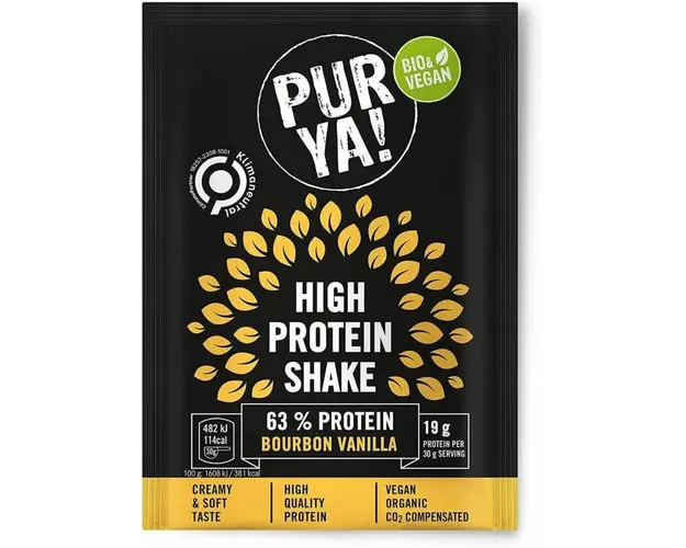 Pulbere vegana pentru shake proteic cu vanilie bourbon, 63%