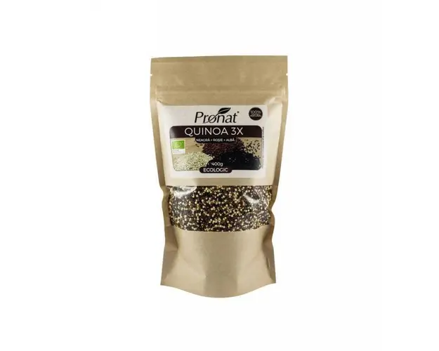 QUINOA 3X - amestec BIO de quinoa (neagra, rosie si alba), 400g -