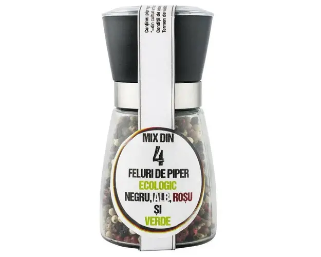 Rasnita (refolosibila) cu Mix din 4 feluri de piper Eco-Bio 90g -