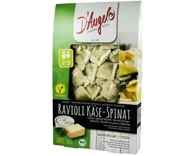 Ravioli cu branza si spanac eco-bio, 250g D&apos;ANGELO PASTA