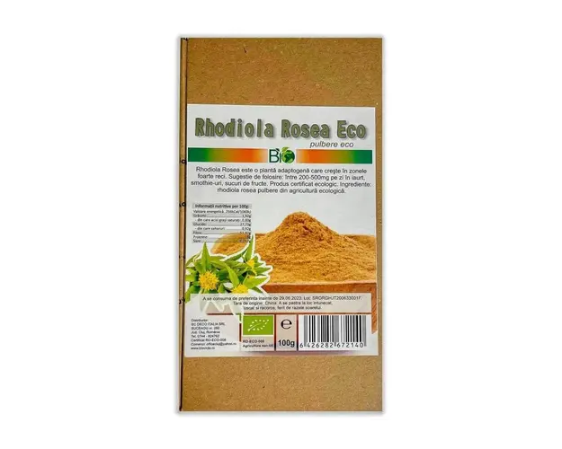 Rhodiola Rosea pulbere, eco-bio, 100g - Deco Italia