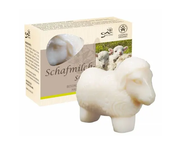 Sapun cremos cu lapte de oaie, model Oita alba, 85g - Saling