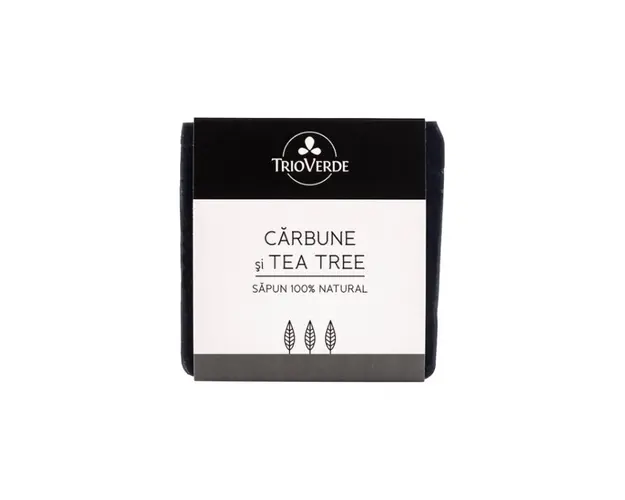 Sapun natural cu carbune si tea tree, 110g - Trio Verde