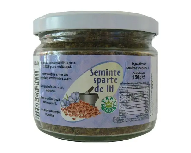 Seminte de in sparte, borcan, 150 g, HERBAVIT