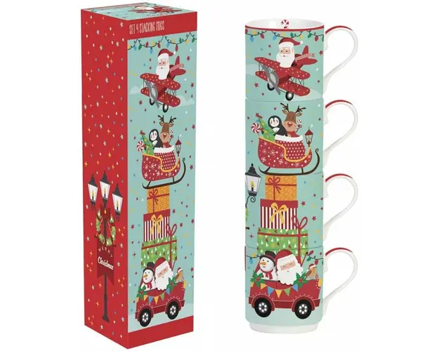Set 4 cani de portelan, 0,275l, Santa`s Friends - Pronat