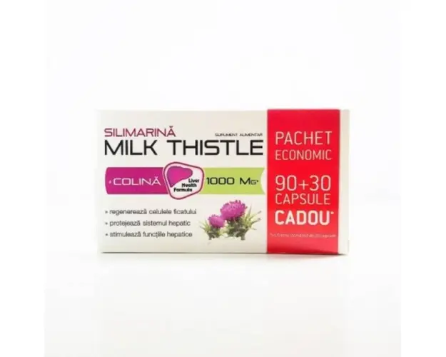 Silimarina si Colina Milk Thistle, 1000mg, 120cps - ZDROVIT