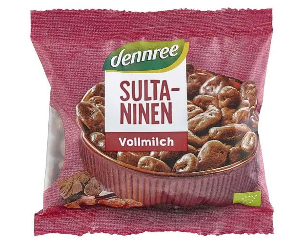 Stafide in ciocolata cu lapte, eco-bio, 100 g, Dennree