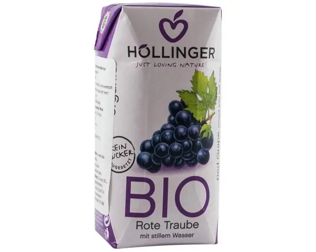 Suc de struguri rosii cu pai - eco-bio 200ml - Hollinger