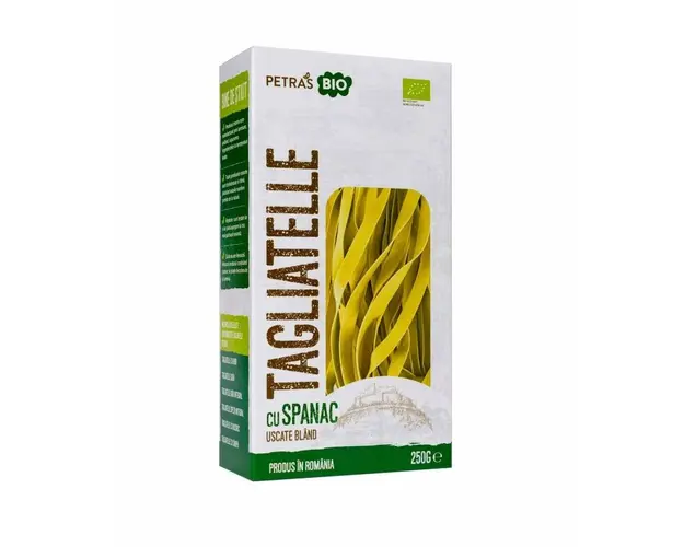 Tagliatele eco-bio din grau dur cu spanac 250g Petras