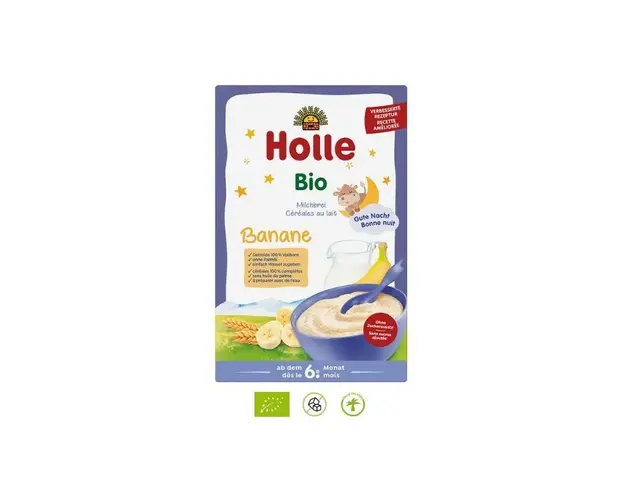 Terci cu lapte si banane pentru copii, +6 luni, Eco-Bio 250g - Holle