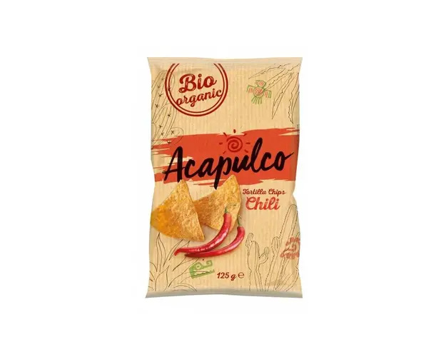 Tortilla chips cu chili, eco-bio, 125g - Acapulco