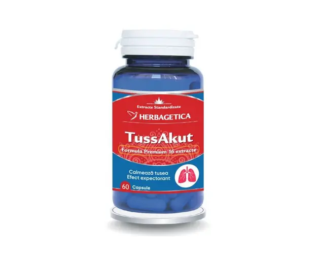 TUSSAKUT, calmeaza tusea, usureaza expectoratia, 60 capsule,