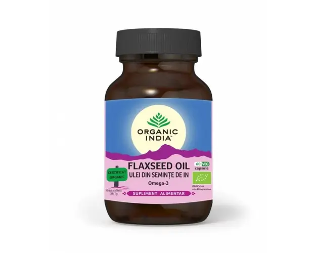 Ulei din Seminte de In Organic - Omega-3, 60 capsule, ORGANIC INDIA