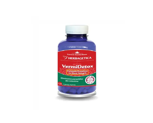 VERMIDETOX - antiparazitar si detoxifiant natural, 120cps, Herbagetica