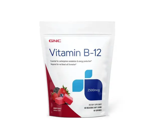 Vitamina b-12 2500 mcg, cu aroma de fructe de padure, 60caramele - Gnc