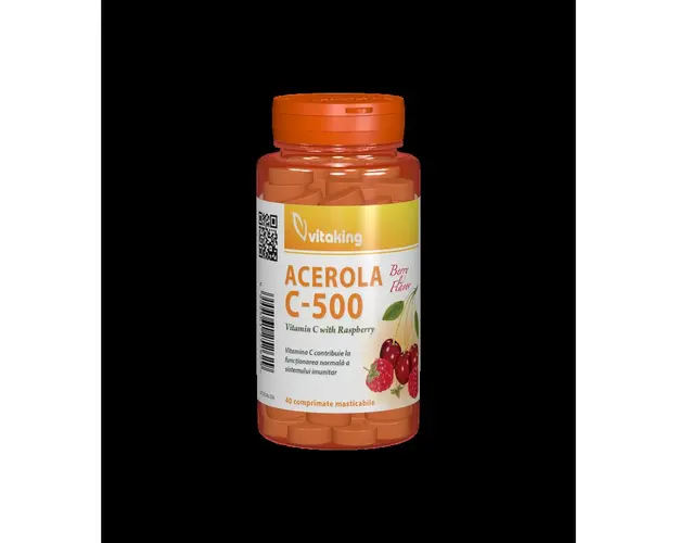 Vitamina C, 500mg, cu acerola cu gust de zmeura, 40cpr - Vitaking
