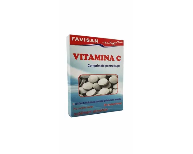 Vitamina C, comprimate pentru supt, 20 comprimate, Favisan