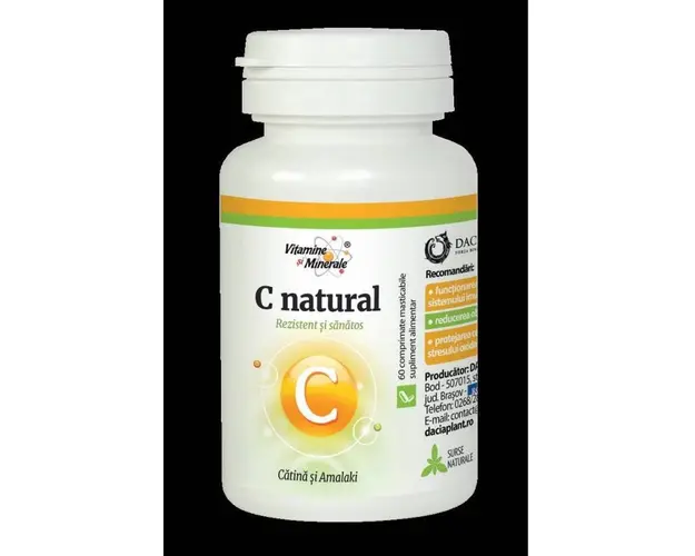 Vitamina C naturala cu catina si amalaki, 60cp masticabile, Dacia