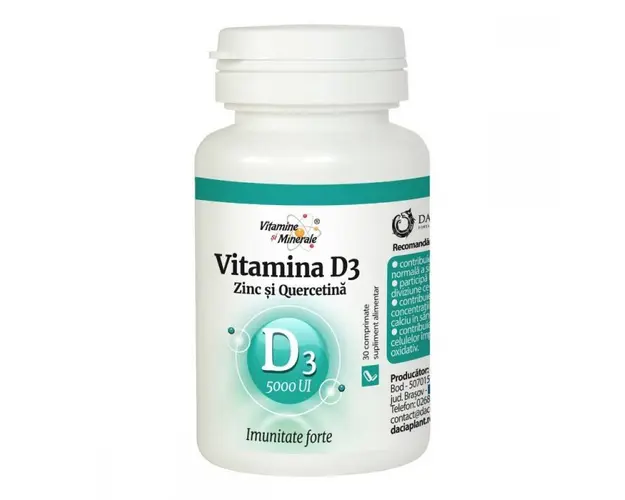 Vitamina D3 5000UI Zinc si Quercetina, 30cpr - Dacia Plant