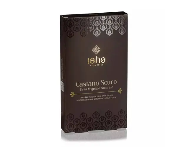 Vopsea de par naturala castaniu inchis, 100 g, Isha