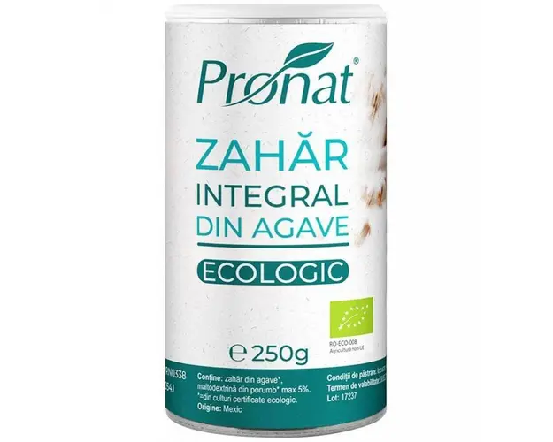 Zahar integral eco-bio din agave, 250 g, Pronat