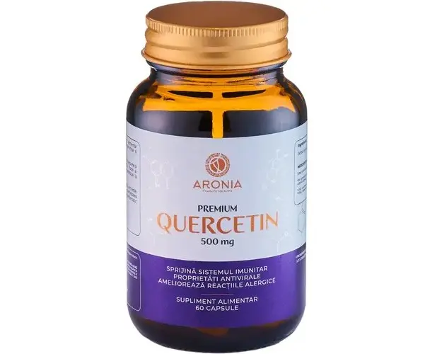 Premium Quercetin 500 mg - Antioxidant, Antiinflamator, Antiviral si Antihistaminic, 60 capsule | Aronia Charlottenburg