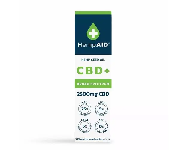 Ulei de canepa cu 2500mg CBD, 500mg CBDA, 500mg CBGA, broad spectrum, natural, 10ml | HempAID