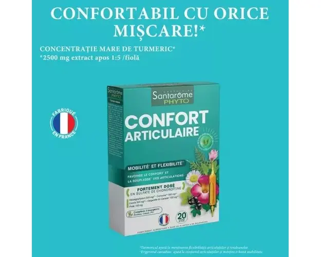 Confort Articulaire - Supliment pentru Sanatatea Articulatiilor, 20 fiole | Santarome Bio