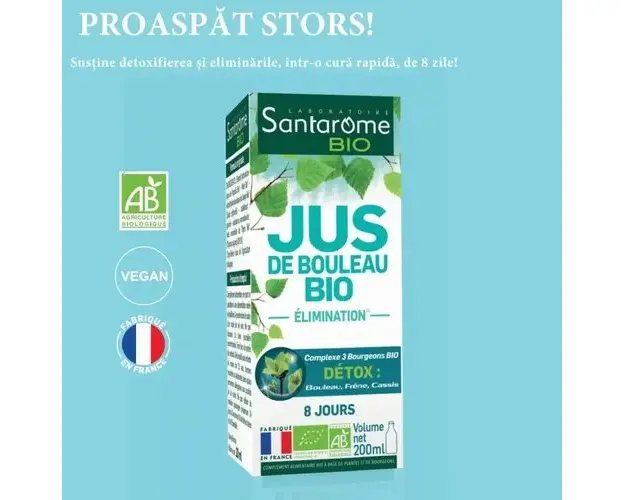 Jous de Bouleau Bio - DETOX Suc de Mesteacan, 200 ml | Santarome Bio