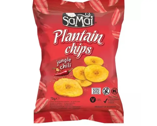 Chipsuri de banane (Plantain) cu gust de "Jungle chili", 75g | SaMai