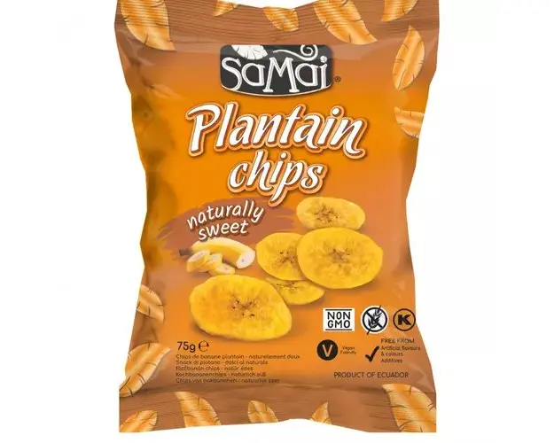 Chipsuri de banane (Plantain) naturale, 75g | SaMai