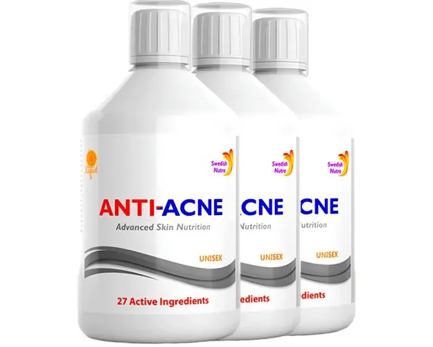Pachet 3 x Anti-Acnee Complex Lichid cu 27 Ingrediente Active, 500 ml| Swedish Nutra