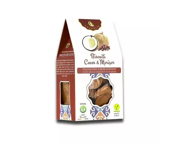 Biscuiţi vegani cu cocos şi merişor, fara zahar, 130g | Ambrozia