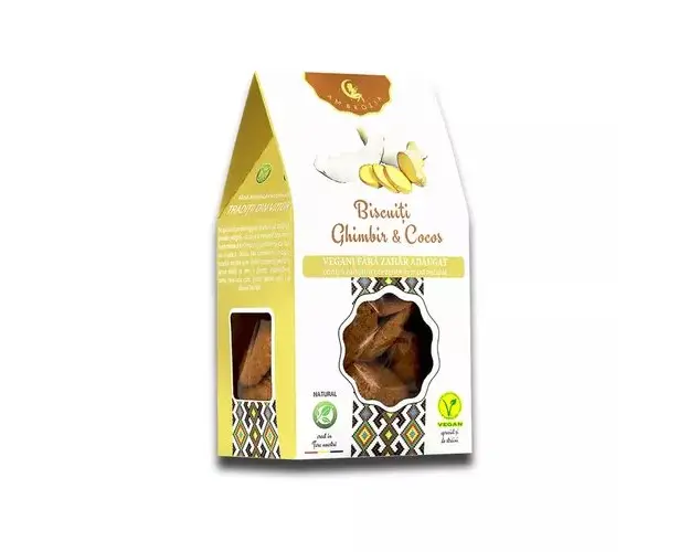 Biscuiţi vegani cu ghimbir şi cocos, fara zahar, 130g | Ambrozia
