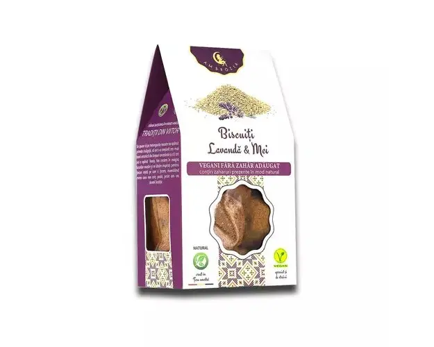 Biscuiţi vegani cu lavanda şi mei, fara zahar, 130g | Ambrozia