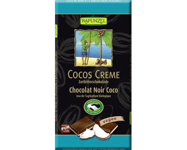 Ciocolata Amaruie cu Umplutura de Crema de Cocos Vegana, ECO 100g | Rapunzel