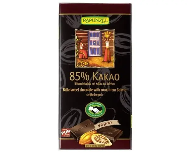 Ciocolata Amaruie 85% Cacao Vegana, ECO 80g | Rapunzel