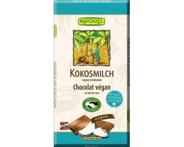 Ciocolata cu Lapte de Cocos, ECO 80g | Rapunzel