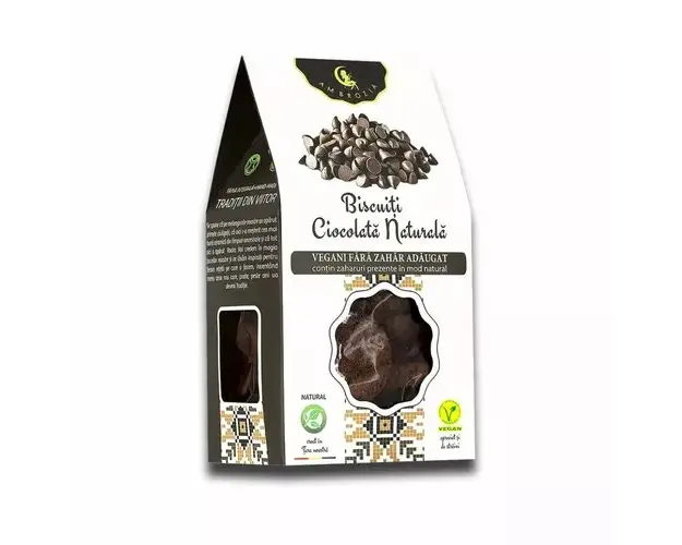 Biscuiţi vegani cu ciocolata naturala, fara zahar 130g | Ambrozia