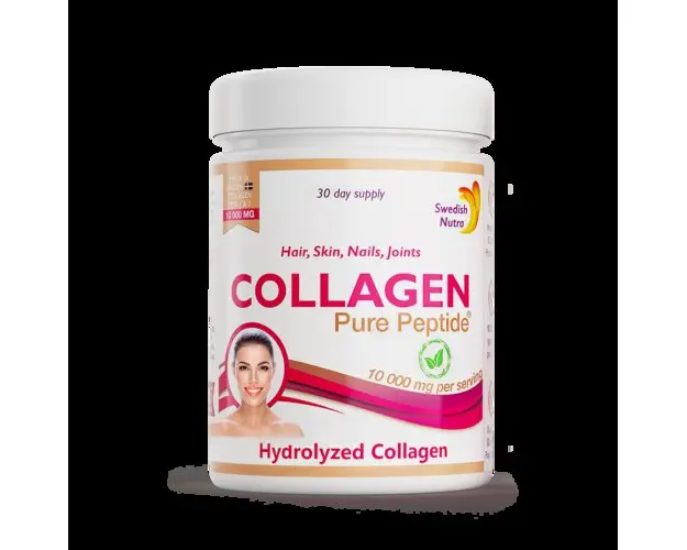 Colagen Hidrolizat Pulbere 10.000Mg Tip 1 si 3 Super Concentrat - 100% Natural, 300g| Swedish Nutra