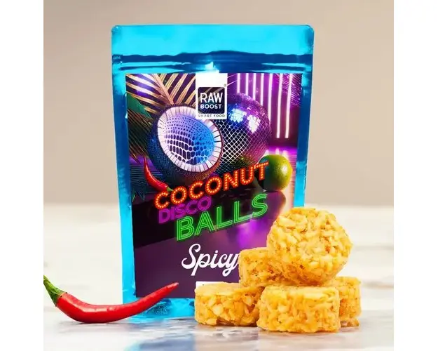Coconut Disco Balls Spicy cu Gust de Chili si Lime | Rawboost