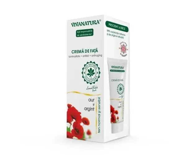 Crema de Fata cu Aur si Argint Pentru Ten Normal si Sensibil, 75ml | Vivanatura